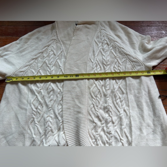Talbots Women’s Lambswool Blend Kimono Duster Cream Cable Knit Cardigan Sweater - Picture 9 of 10